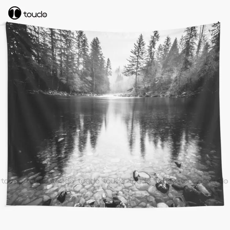 

Forest Reflection Lake - Black And White Nature Water Reflection Tapestry Wall Hangings Tapestry Custom Decoration Wall Hanging