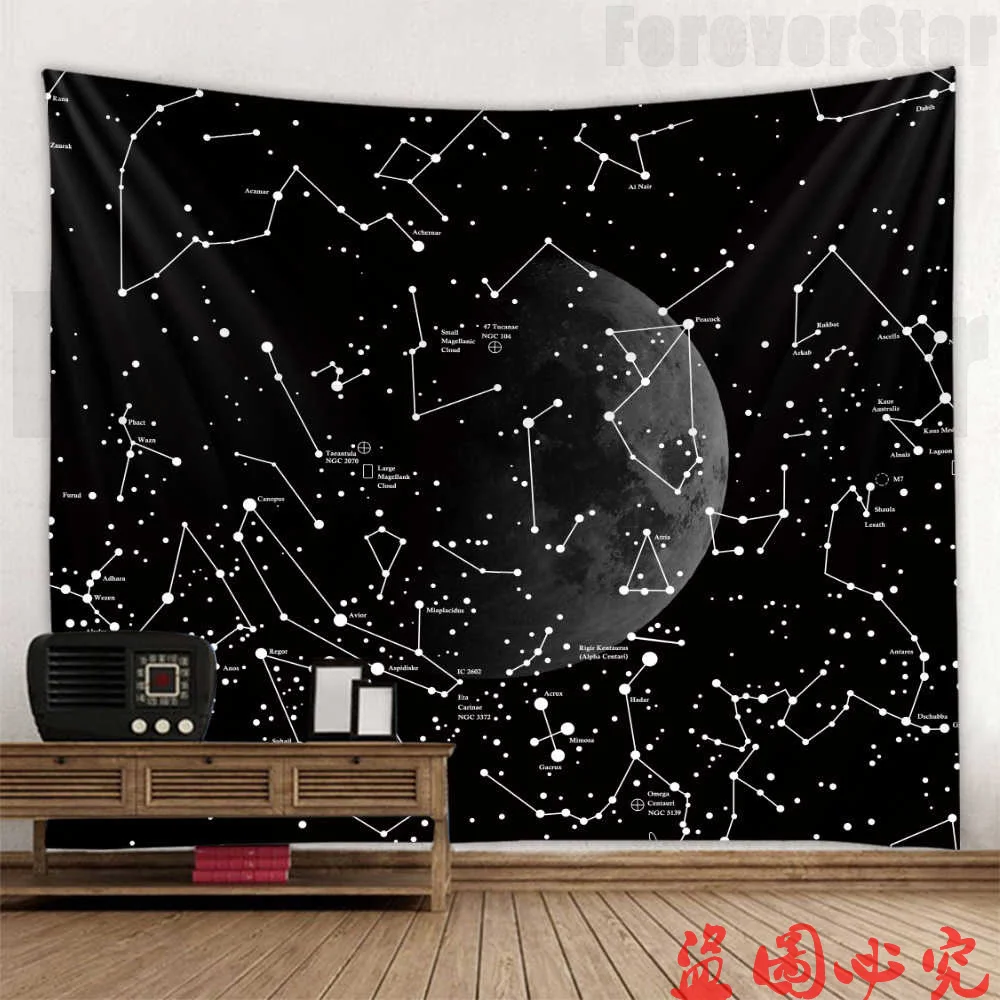 

Night sky, stars, space, environmentally friendly printed tapestry, soft and easy to care for decorative hanging cloth
