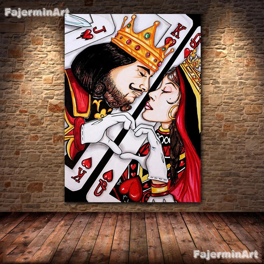 Love Couple Canvas Painting King And Queen Playing Card Wall Art Nordic Posters and Prints Wall Picture For Living Room Decor 
Love Couple Canvas Painting King And Queen Playing Card Wall Art Nordic Posters and Prints Wall Picture For Living Room Decor