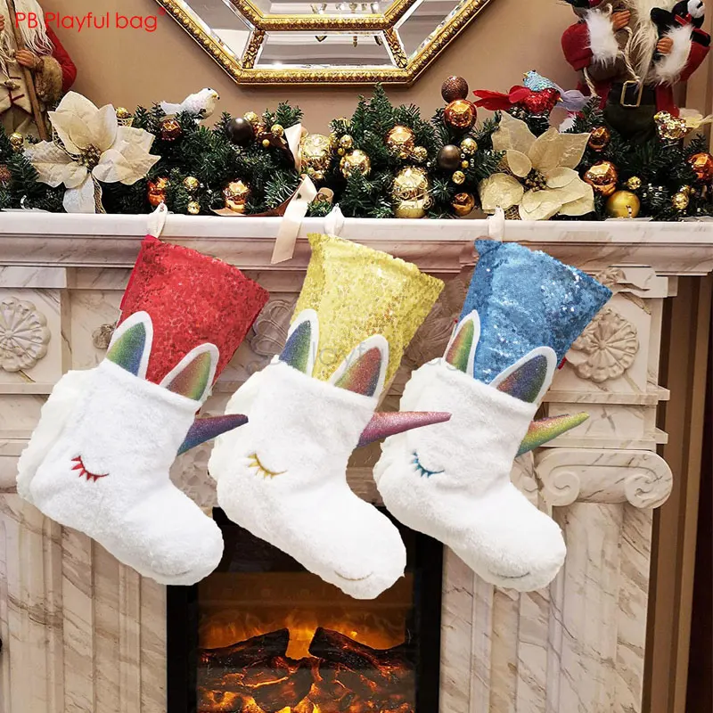 Playful bag 2020 Unicorn Christmas stocking Cute unicorn Pendant Christmas ornament New decoration Gift bag Children gifts AA46
Playful bag 2020 Unicorn Christmas stocking Cute unicorn Pendant Christmas ornament New decoration Gift bag Children gifts AA46