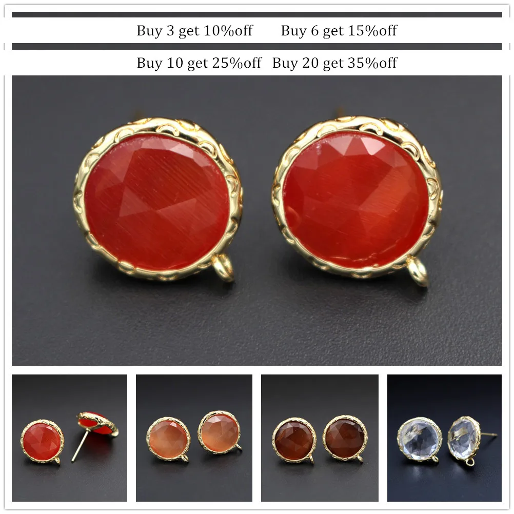 1pair Faceted Color Cats Eye Stone Circle Earrings Post Connector Linker Base Gold Plated for Women Bridal Wedding Jewelry
1pair Faceted Color Cats Eye Stone Circle Earrings Post Connector Linker Base Gold Plated for Women Bridal Wedding Jewelry