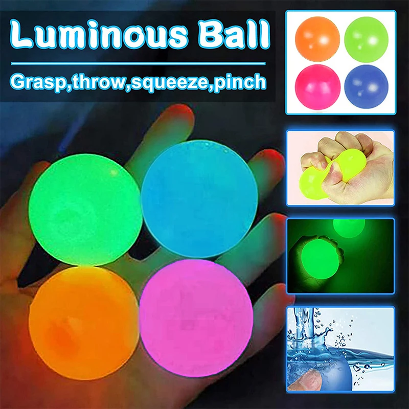 

Новинка, 45 мм липкие потолочные Настенные шарики, настенный мяч, светящийся настенный мяч для снятия стресса, светящийся настенный мяч для в...
