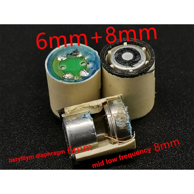 9mm In Ear Earphones Speaker unit 6mm Beryllium High Frequency + 8mm Mid-low Frequency Speaker Unit 18 Ohm
9mm In Ear Earphones Speaker unit 6mm Beryllium High Frequency + 8mm Mid-low Frequency Speaker Unit 18 Ohm