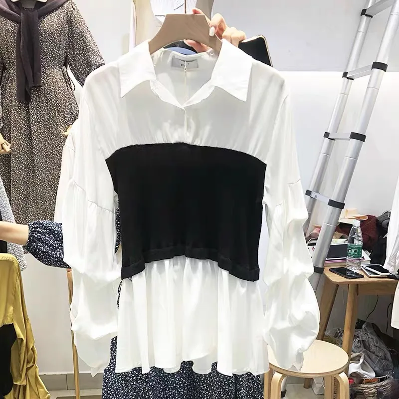 CHICLADY designer style patchwork black white blouse women shirt tops long lantern sleeve blusas mujer de moda spring summer
CHICLADY designer style patchwork black white blouse women shirt tops long lantern sleeve blusas mujer de moda spring summer