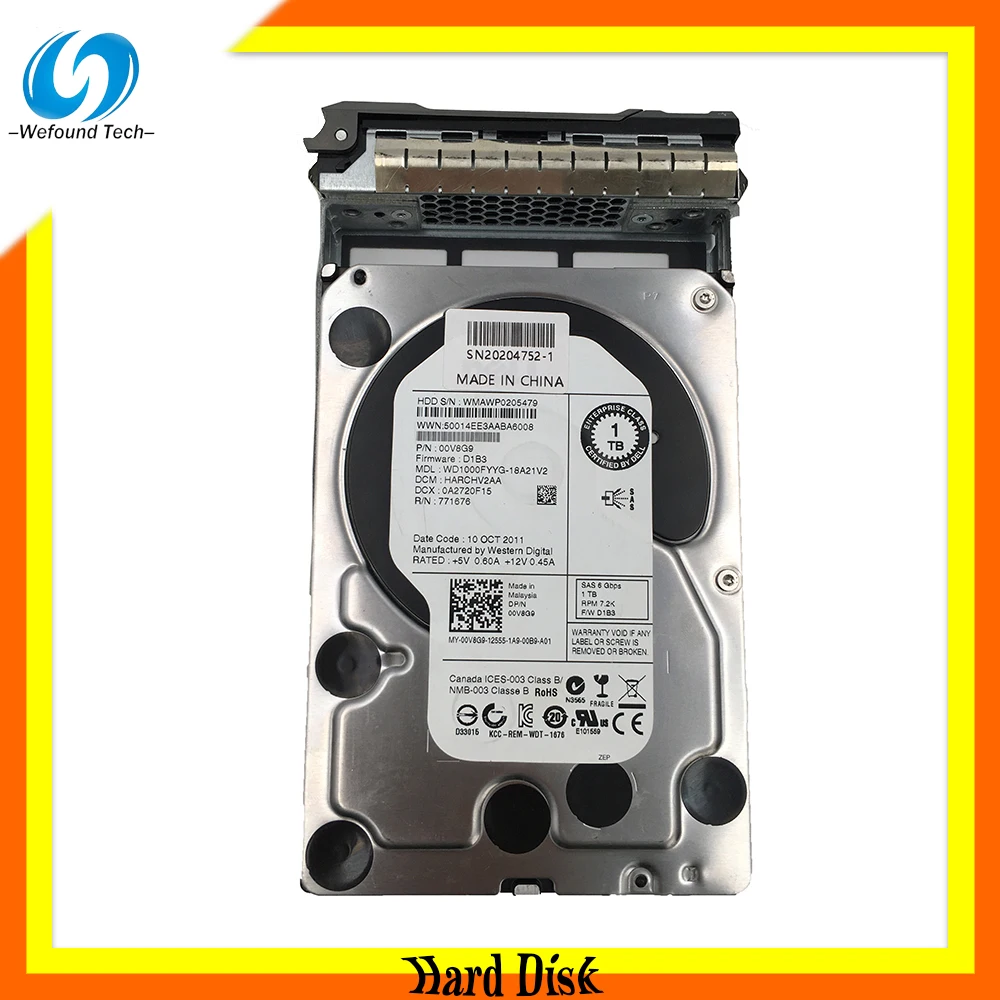 Fully Tested Mobile Hard Disk for 1TB 7.2K SAS 3.5” WD1000FYYG -18A21V2 0V8G9 00V8G9 771676
Fully Tested Mobile Hard Disk for 1TB 7.2K SAS 3.5” WD1000FYYG -18A21V2 0V8G9 00V8G9 771676