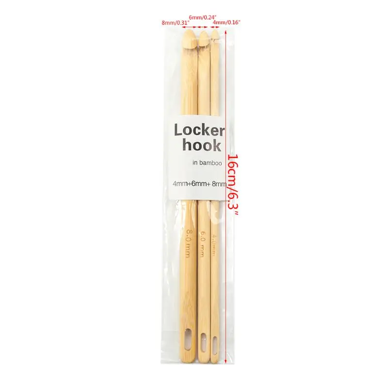 3pcs 4/6/8mm Wooden Locker Hook Crochet Thread Needles Hand Knitting Tool Crafts R7RC
3pcs 4/6/8mm Wooden Locker Hook Crochet Thread Needles Hand Knitting Tool Crafts R7RC