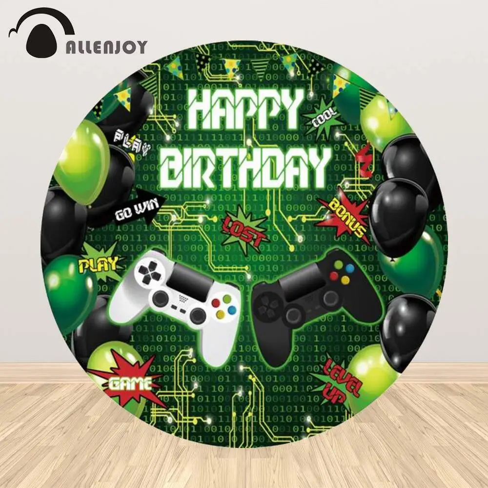 Allenjoy Game On Theme Round Backdrop Covers Happy Birthday Black Green Balloons Boy Party Decor Custom Personalized Background
Allenjoy Game On Theme Round Backdrop Covers Happy Birthday Black Green Balloons Boy Party Decor Custom Personalized Background
