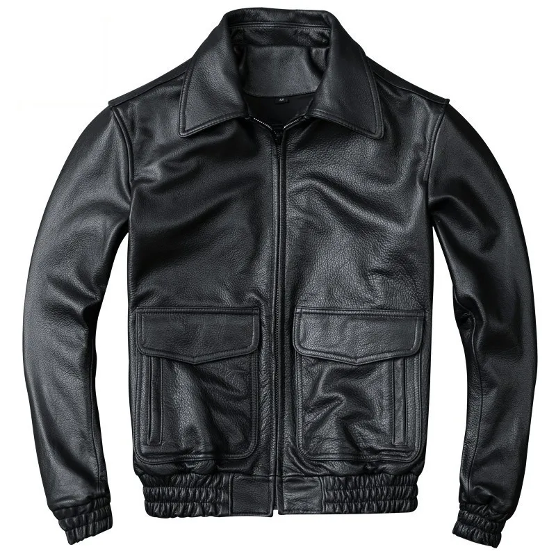 New Mens 100% Cow Leather Pilot Jacket Pockets Slim Fit Spring Autumn Genuine Leather Coat Casual Bomber Jacket Plus Size S-5XL
New Mens 100% Cow Leather Pilot Jacket Pockets Slim Fit Spring Autumn Genuine Leather Coat Casual Bomber Jacket Plus Size S-5XL