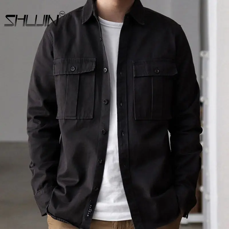 Mens Cargo Shirts Button Down Long Sleeve Men Retro Pocket Shirt Loose Bf Trend Jacket Casual Ruffian Handsome Dress Shirt
Mens Cargo Shirts Button Down Long Sleeve Men Retro Pocket Shirt Loose Bf Trend Jacket Casual Ruffian Handsome Dress Shirt