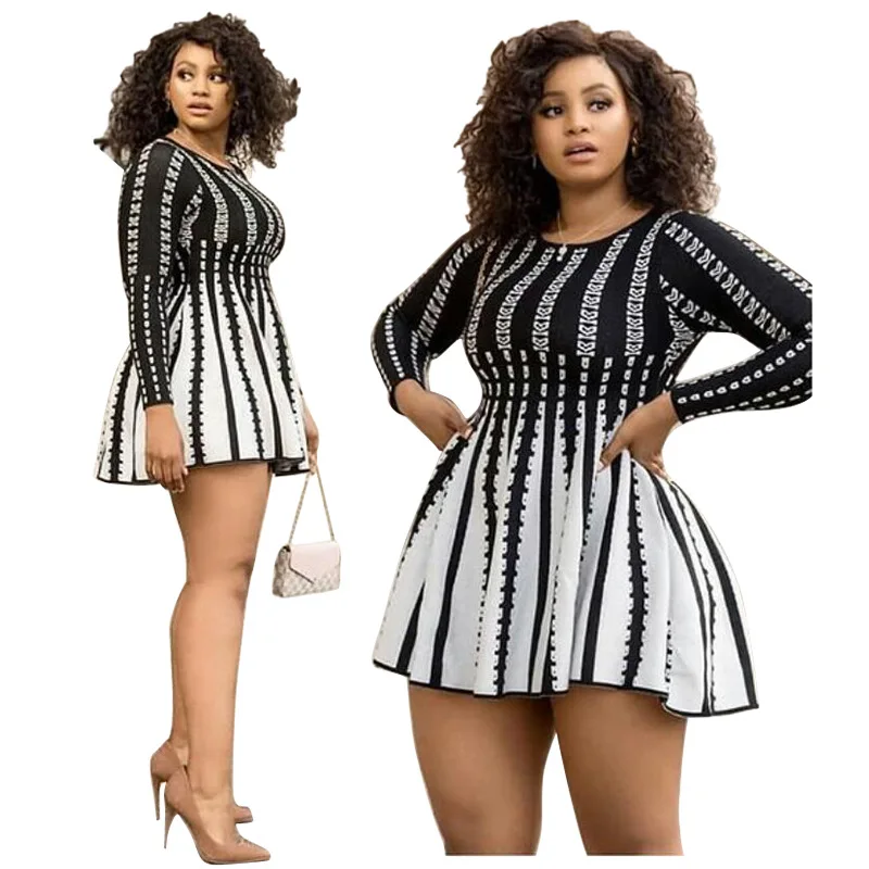 African Dresses For Women Fashion Black White Stripes Long Sleeve A Line Dress Plus Size Africa Clothes Vestidos Mini Dress Lady
African Dresses For Women Fashion Black White Stripes Long Sleeve A Line Dress Plus Size Africa Clothes Vestidos Mini Dress Lady