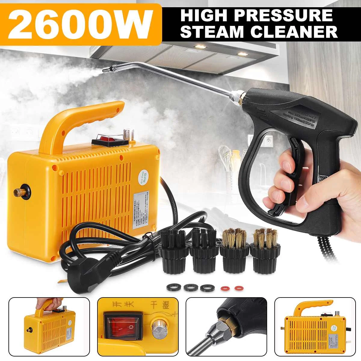 220V 2600W/3000W High Pressure Steam Cleaner Machine Pumping Sterilization Disinfector Steam Generator Washer Household Cleaner
220V 2600W/3000W High Pressure Steam Cleaner Machine Pumping Sterilization Disinfector Steam Generator Washer Household Cleaner