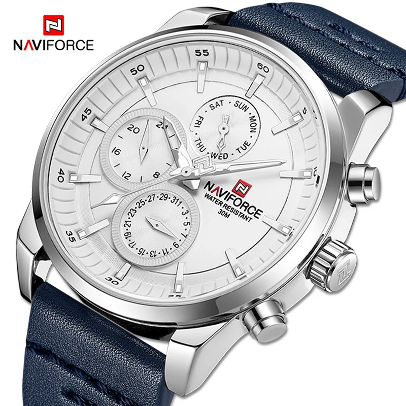 NAVIFORCE Luxury Men's Quartz Watches Military Sport Wristwatch Genuine Leather Waterproof Business Clock Male Relogio Masculino
NAVIFORCE Luxury Men's Quartz Watches Military Sport Wristwatch Genuine Leather Waterproof Business Clock Male Relogio Masculino