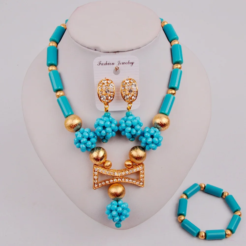Nigerian Wedding Jewelry Aqua Blue Crystal Column Set African Female Fashion Bridal Jewelry Costume Accessories LS-63
Nigerian Wedding Jewelry Aqua Blue Crystal Column Set African Female Fashion Bridal Jewelry Costume Accessories LS-63