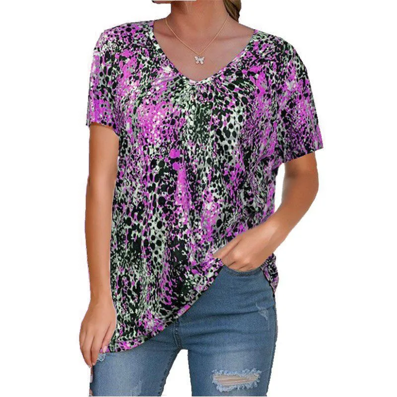 2021 New Arrival Women Casual T-Shirt Summer Short Sleeve V-Neck Tops Large Size 5XL Printed Tops Fashion Floral Elastic Top Tee
2021 New Arrival Women Casual T-Shirt Summer Short Sleeve V-Neck Tops Large Size 5XL Printed Tops Fashion Floral Elastic Top Tee