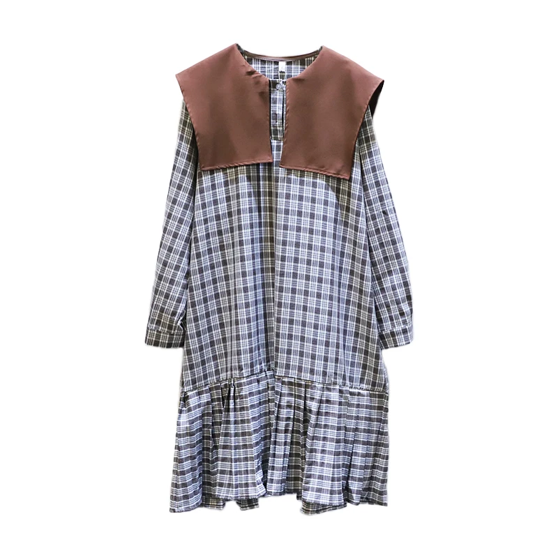 IEQJ Sailor Collar Long Sleeve Loose Large Plaid Medium Length Dress For Women Casual New Fashion Tide 2021 autumn GD1066
IEQJ Sailor Collar Long Sleeve Loose Large Plaid Medium Length Dress For Women Casual New Fashion Tide 2021 autumn GD1066