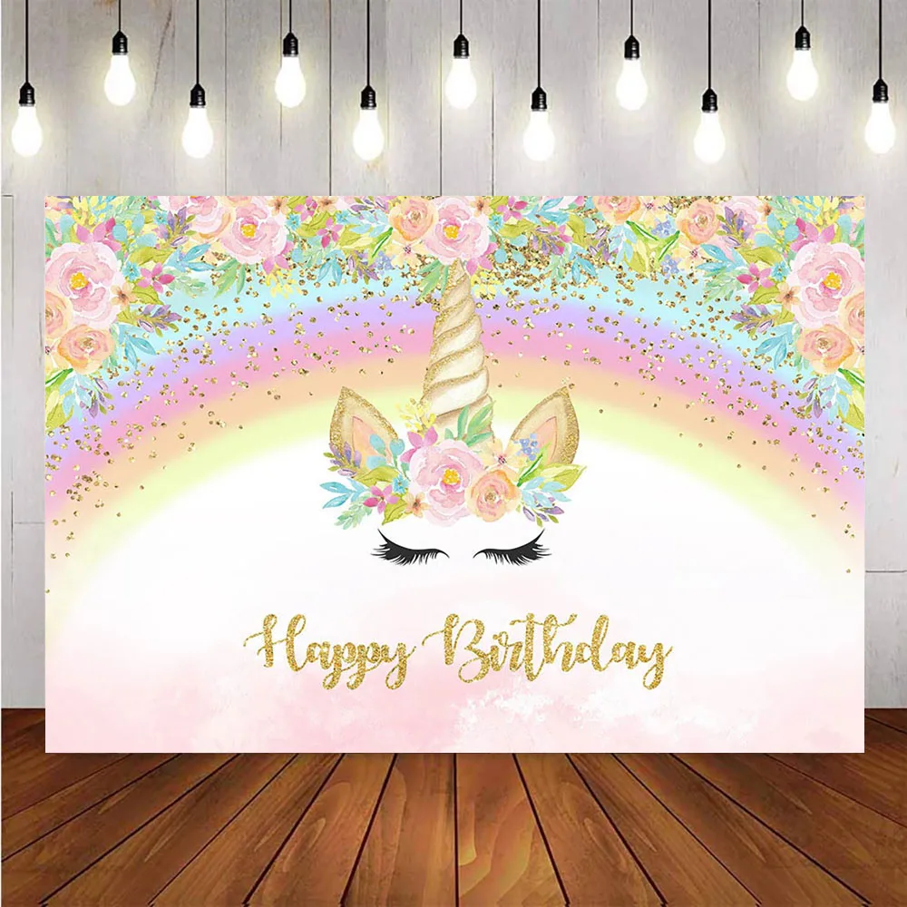Unicorn rainbow flower backdrop for photography newborn kids happy birthday party decoration background supplies custom glitter
Unicorn rainbow flower backdrop for photography newborn kids happy birthday party decoration background supplies custom glitter