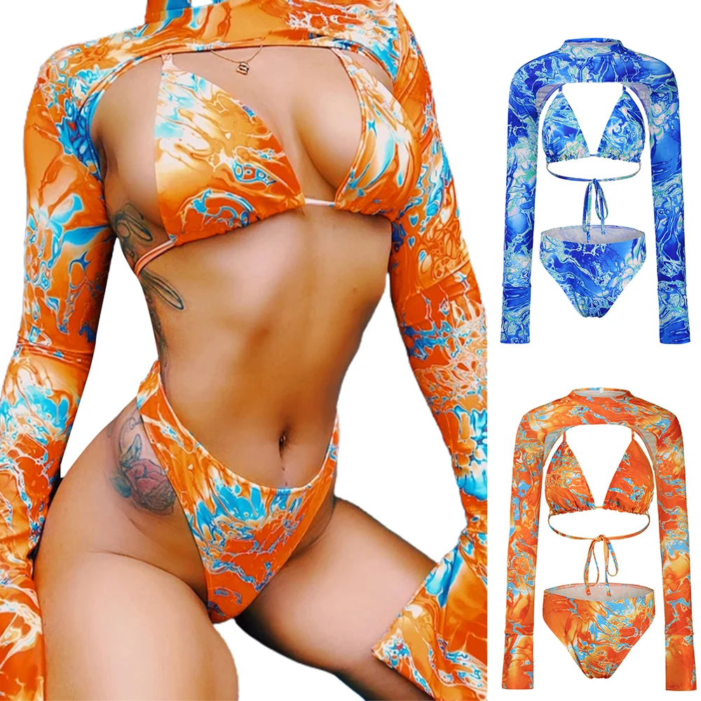 Women Bandage Fashion Tie Dyed Printed Bikini Set Sexy Ladies Bar Thong Set Bathing Suits 3pcs Swimsuit Beachwear
Women Bandage Fashion Tie Dyed Printed Bikini Set Sexy Ladies Bar Thong Set Bathing Suits 3pcs Swimsuit Beachwear