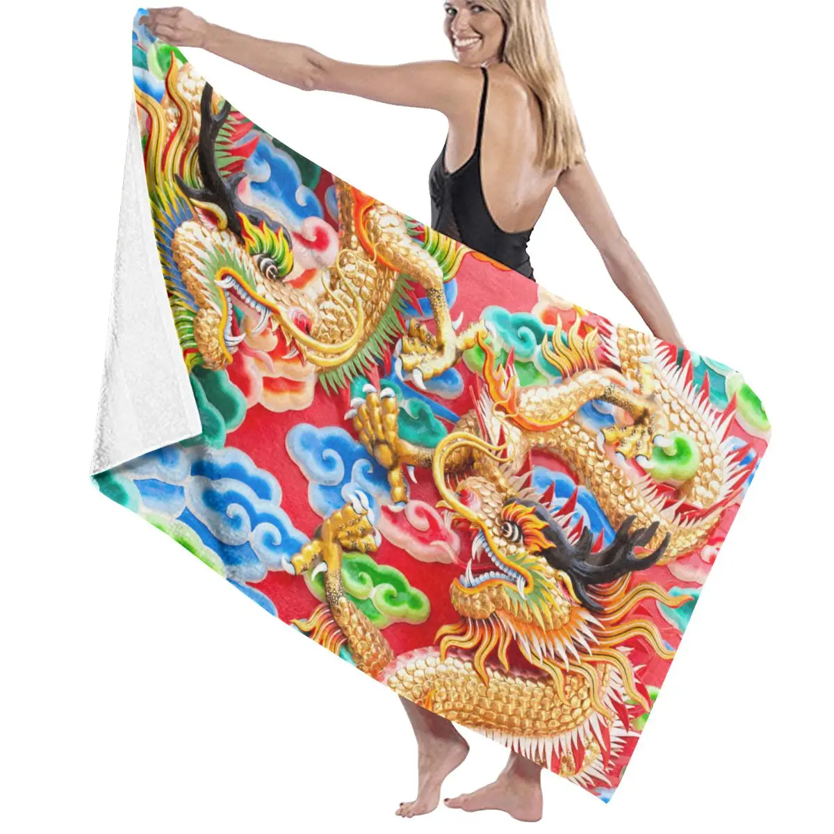 

130X80 Home Textile Towel Adult Chinese Style Dragon Absorbent Bath Towel Women Robes Towel Microfiber Fabric Towel