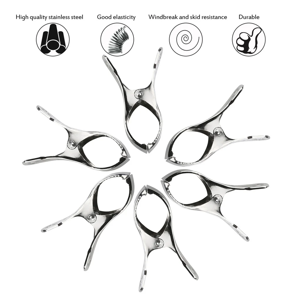 ULTNICE 6pcs Stainless Steel Large Beach Towel Clips Clothespins Clothes Pegs Clothes Hanger Clamp
ULTNICE 6pcs Stainless Steel Large Beach Towel Clips Clothespins Clothes Pegs Clothes Hanger Clamp