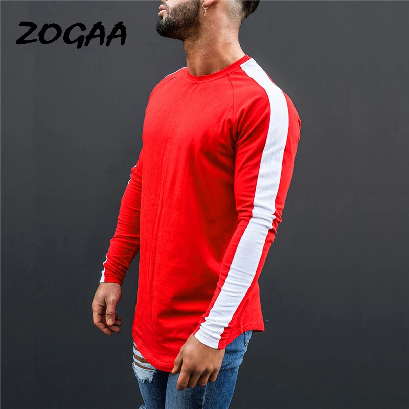 

ZOGAA T-shirts Men Men's Long Sleeve Stitching O-Neck Large Size All-match Casual Trendy Hot Sale Tops Slim Youth Chic New Basic