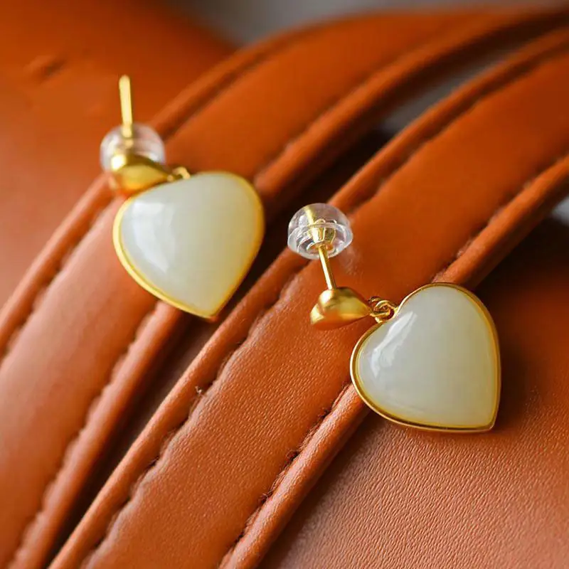 Classic Peach Heart Stud Earring Hetian Jade Love Heart Earrings Heart-Shaped Jade Earrings Simple High Sense Frosty Style Earri
Classic Peach Heart Stud Earring Hetian Jade Love Heart Earrings Heart-Shaped Jade Earrings Simple High Sense Frosty Style Earri