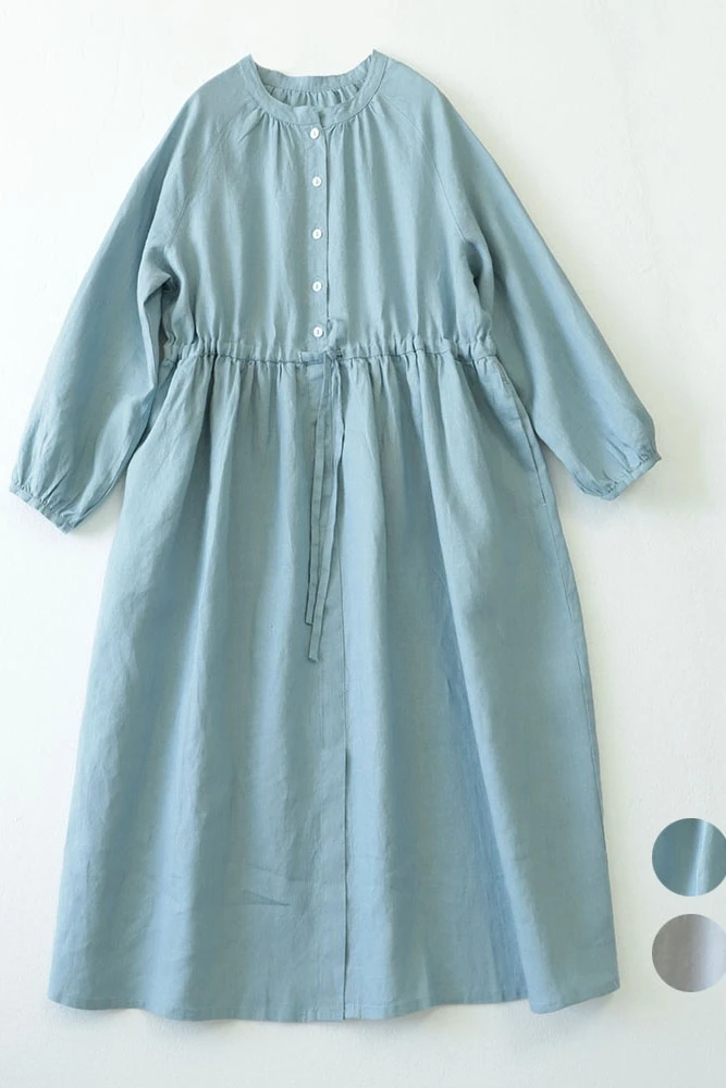 Spring Autumn Women Japanese Style Loose Plus Size Drawsring Elastic Waist Comfortable 14*14 Water Washed Linen Frock Dresses
Spring Autumn Women Japanese Style Loose Plus Size Drawsring Elastic Waist Comfortable 14*14 Water Washed Linen Frock Dresses