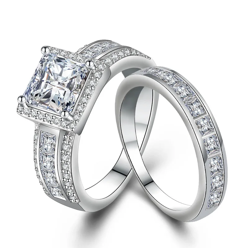 925 Silver Rings For Women Simple Design Double Stackable Fashion Jewelry Bridal Sets Wedding Engagement diamond Ring Accessory
925 Silver Rings For Women Simple Design Double Stackable Fashion Jewelry Bridal Sets Wedding Engagement diamond Ring Accessory