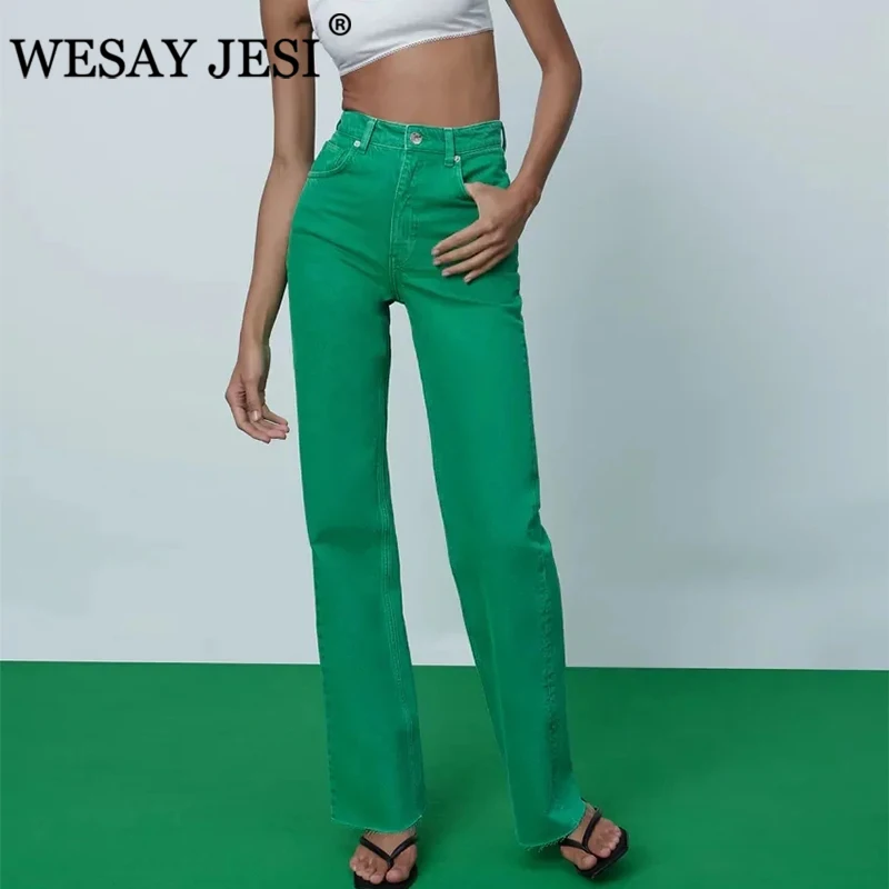 WESAY JESI Pants For Women Za Fashion Jeans Pockets Green Wide-leg Jeans Vintage High Waist Zipper Fly Female Denim Trousers
WESAY JESI Pants For Women Za Fashion Jeans Pockets Green Wide-leg Jeans Vintage High Waist Zipper Fly Female Denim Trousers