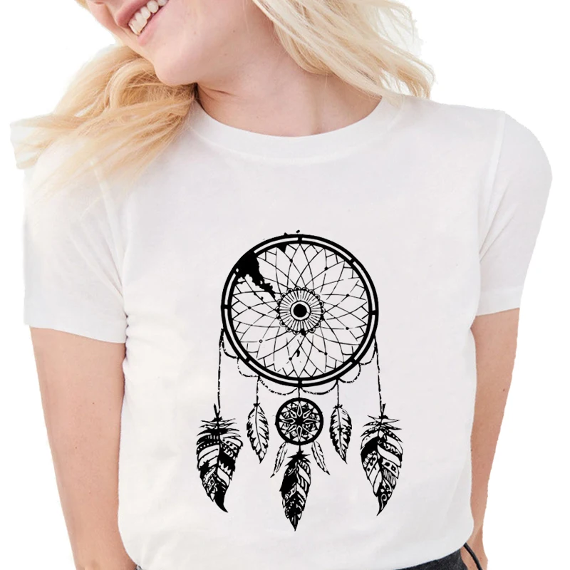 Fashion Dream Catcher T shirts Women Feather Graphic Tees Harajuku Casual Soft Cotton White Tops
Fashion Dream Catcher T shirts Women Feather Graphic Tees Harajuku Casual Soft Cotton White Tops