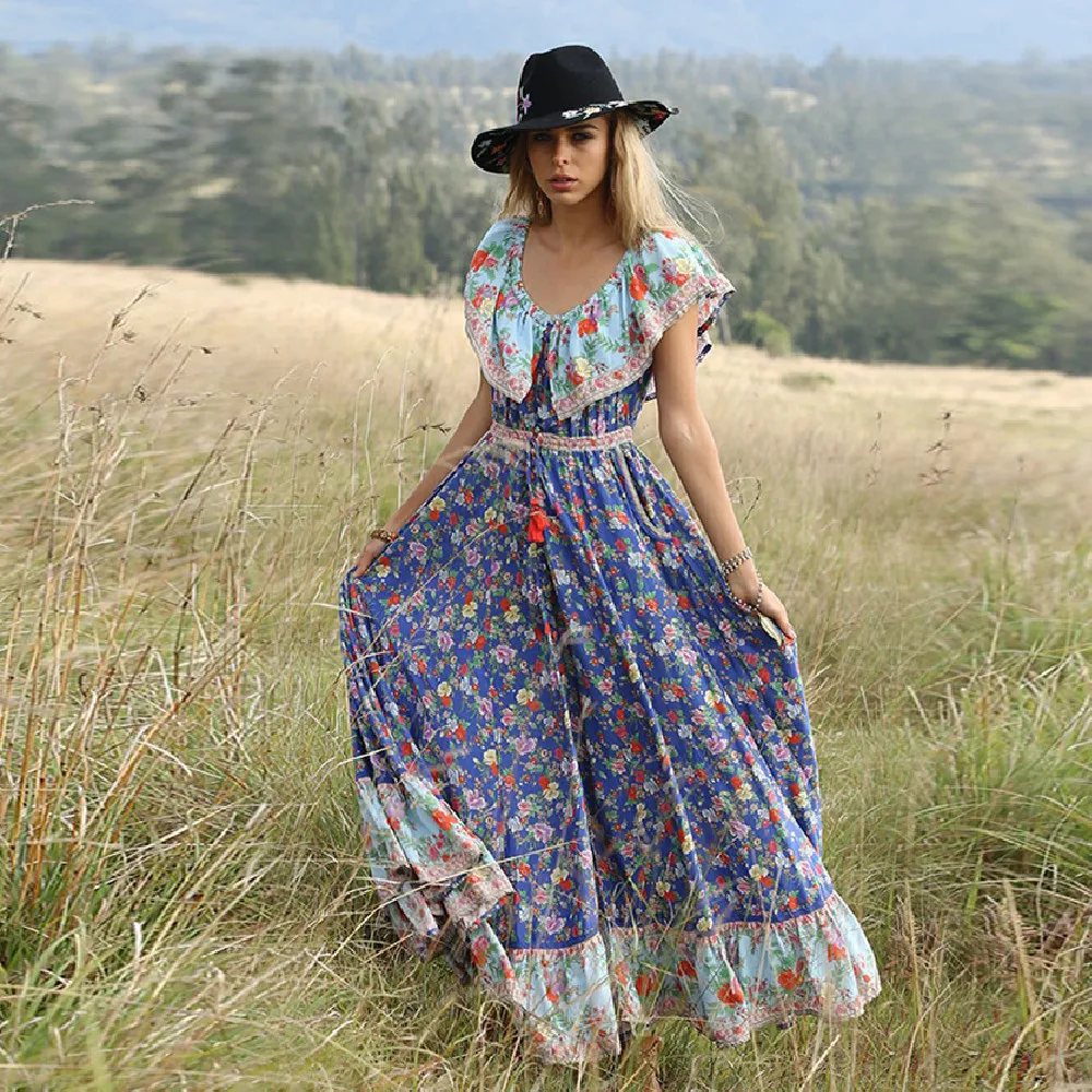 Женское платье с оборками без рукавов, длинное хлопковое винтажное платье-туника в стиле бохо с высокой талией, модель A288 на лето, 2022
Женское платье с оборками без рукавов, длинное хлопковое винтажное платье-туника в стиле бохо с высокой талией, модель A288 на лето, 2022