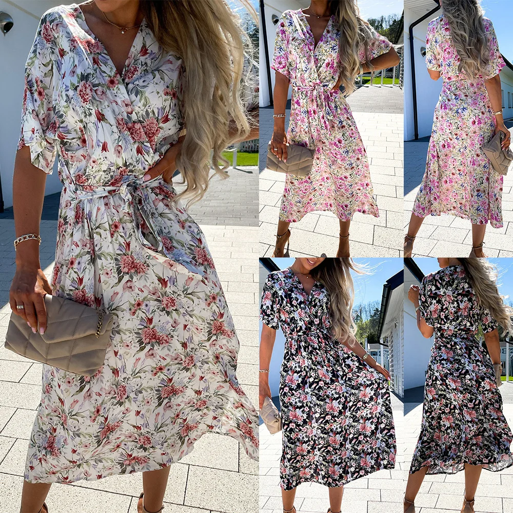 Women Summer V-neck Plus Szie Dress Floral Print Casual Short Sleeve Dress New Ladies Beach A-line Midi Sundress Vestidos D30
Women Summer V-neck Plus Szie Dress Floral Print Casual Short Sleeve Dress New Ladies Beach A-line Midi Sundress Vestidos D30