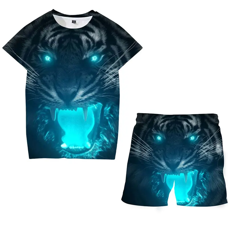 Summer Children's Short-sleeved T-shirt Suit Cartoon Tiger Pattern Boys And Girls Fashion Sports Leisure Clothes Animal Suit
Summer Children's Short-sleeved T-shirt Suit Cartoon Tiger Pattern Boys And Girls Fashion Sports Leisure Clothes Animal Suit