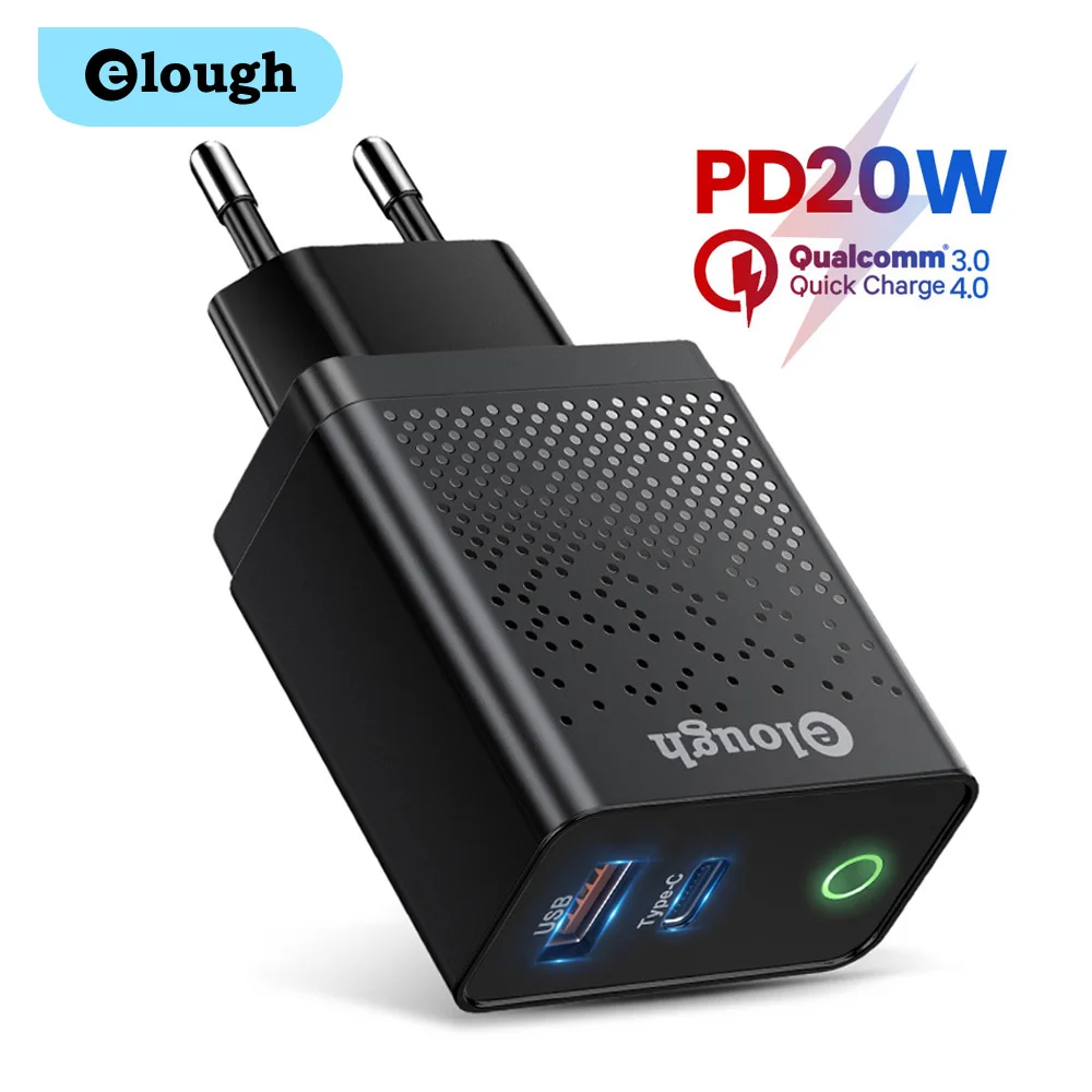 Elough 20W Dual Fast USB Charger Quick Charge 4.0 3.0 Type C PD Fast Charging for iPhone 12 11 Max 8 Samsung iPad Phone Charger
Elough 20W Dual Fast USB Charger Quick Charge 4.0 3.0 Type C PD Fast Charging for iPhone 12 11 Max 8 Samsung iPad Phone Charger