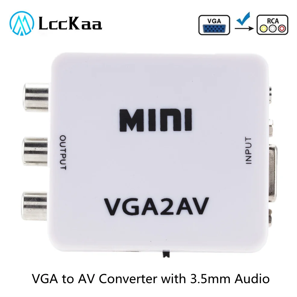 VGA to AV RCA Mini Converter Adapter with 3.5mm Audio 1080P VGA2AV RCA HD Converter Conversor For PC to TV HD Computer to TV
VGA to AV RCA Mini Converter Adapter with 3.5mm Audio 1080P VGA2AV RCA HD Converter Conversor For PC to TV HD Computer to TV
