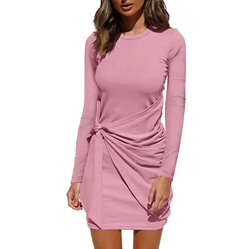 2021 new fashion women's long-sleeved round neck pleated bow-knot belt irregular dress White
2021 new fashion women's long-sleeved round neck pleated bow-knot belt irregular dress White