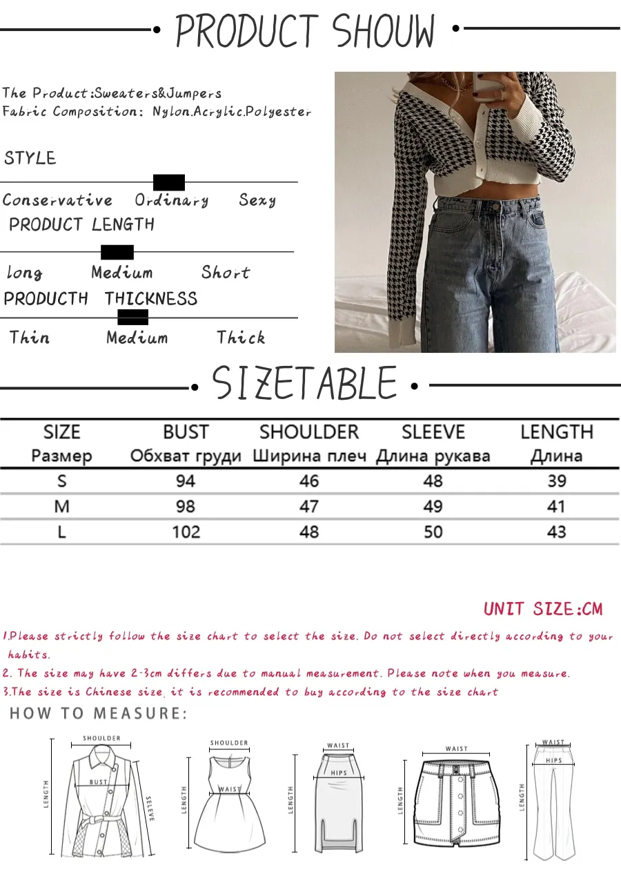 Jocecat Houndstooth Plaid Cropped Cardigan Women Knitted Vintage Y2K Aesthetic Knitwear Contrast Color V Neck E Girl Sweaters
Jocecat Houndstooth Plaid Cropped Cardigan Women Knitted Vintage Y2K Aesthetic Knitwear Contrast Color V Neck E Girl Sweaters