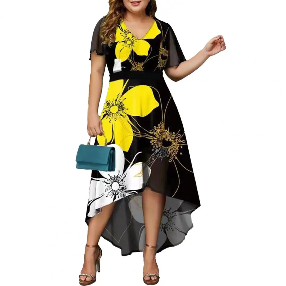 Summer Autumn Casual Short Sleeve V Neck Formal Dress Lady Long Dress Digital Flower Print Streetwear
Summer Autumn Casual Short Sleeve V Neck Formal Dress Lady Long Dress Digital Flower Print Streetwear