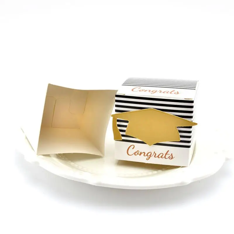 50 PCS DIY Congrats Cap Stripes Cardboard Candy Boxes with Card and Ribbon Paper Sweet Boxes for Graduation Party
50 PCS DIY Congrats Cap Stripes Cardboard Candy Boxes with Card and Ribbon Paper Sweet Boxes for Graduation Party