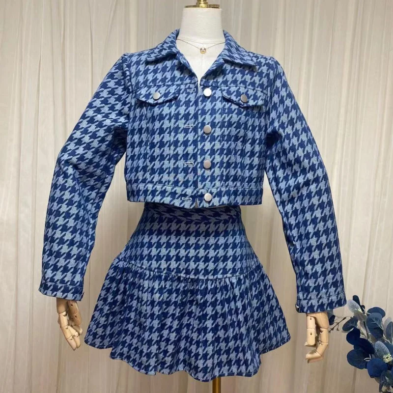 2021 Autumn Houndstooth Vintage Two Piece Set Women Crop Top Short Jacket Coat + Mermaid Skirts Sets Female 2 Piece Skirt Suits
2021 Autumn Houndstooth Vintage Two Piece Set Women Crop Top Short Jacket Coat + Mermaid Skirts Sets Female 2 Piece Skirt Suits