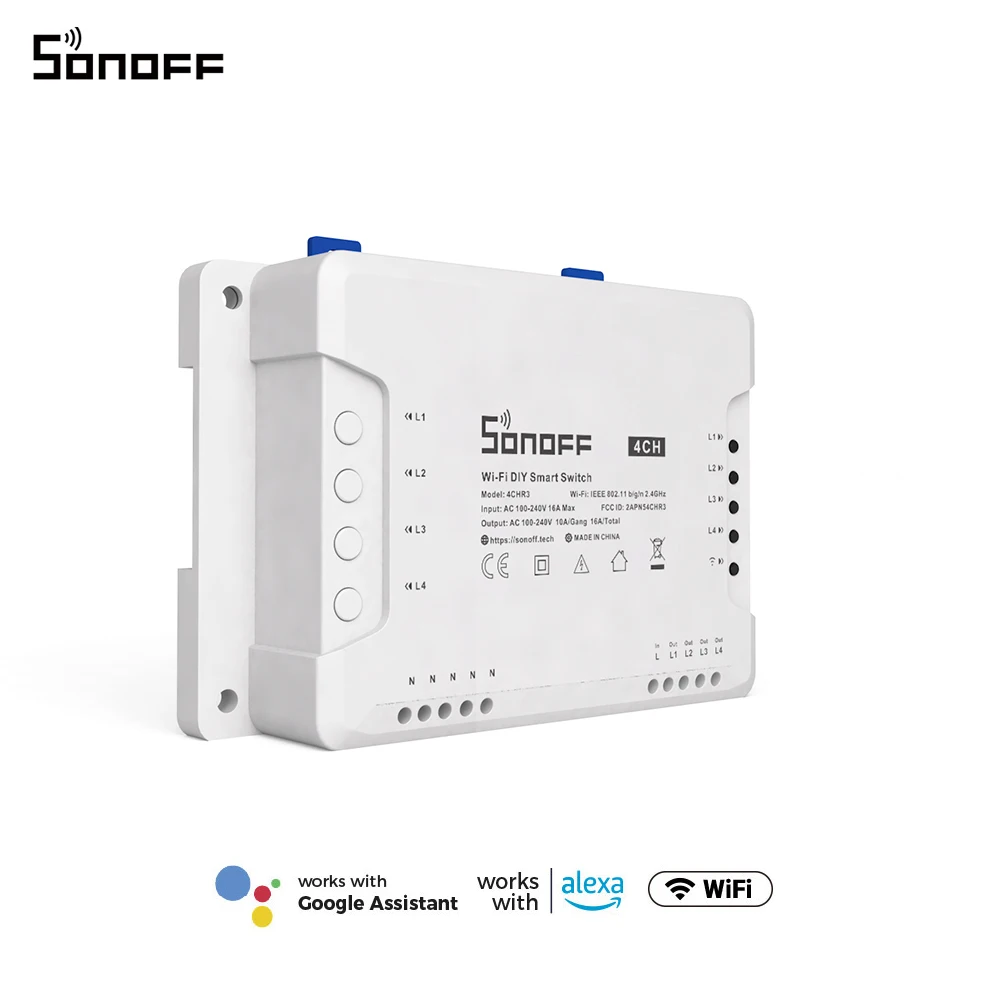 

Itead SONOFF 4CH R3 Wifi Switch Module 4 Gang Wi-Fi DIY timer Switch Ewelink APP Voice Control Smart Home Works With Alexa