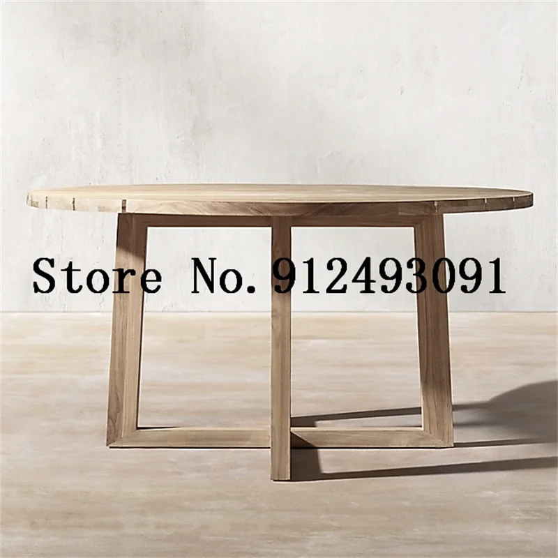 Дизайнерский круглый обеденный стол уличная мебель из тика на крыше стул массива