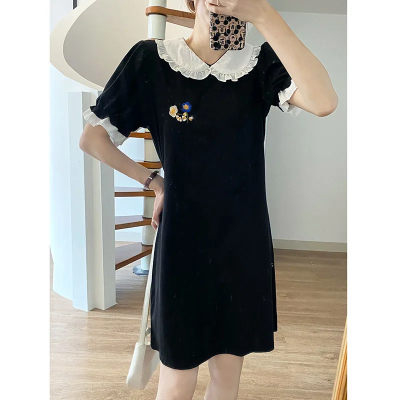 Black Dress Women 2021 Summer Puff Sleeve Peter Pan Collar Flower Embroidery Sweet Girl Female Vintage Elegant Outfits
Black Dress Women 2021 Summer Puff Sleeve Peter Pan Collar Flower Embroidery Sweet Girl Female Vintage Elegant Outfits