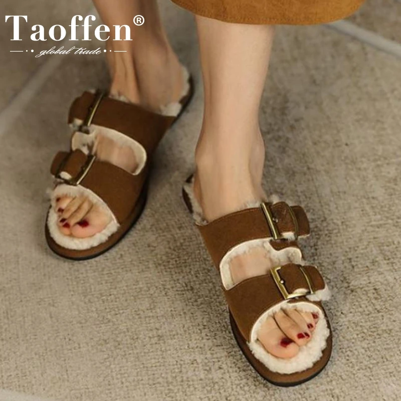 TAOFFEN/Размеры 33-40; Женская обувь из натуральной кожи; Меховые тапочки на плоской подошве; Повседневная модная женская обувь с пряжкой
TAOFFEN/Размеры 33-40; Женская обувь из натуральной кожи; Меховые тапочки на плоской подошве; Повседневная модная женская обувь с пряжкой
