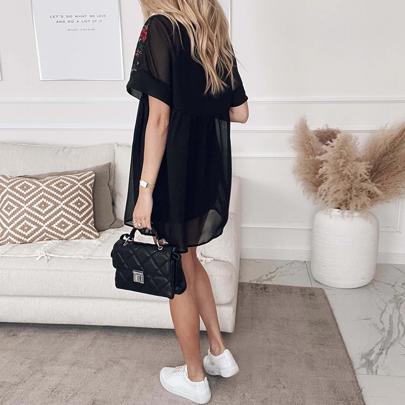 Summer Chiffon Floral Print Dress Women Casual A Line O Neck T-Shirt Dress Female Short Boho White Black Holiday Sundress 2021
Summer Chiffon Floral Print Dress Women Casual A Line O Neck T-Shirt Dress Female Short Boho White Black Holiday Sundress 2021