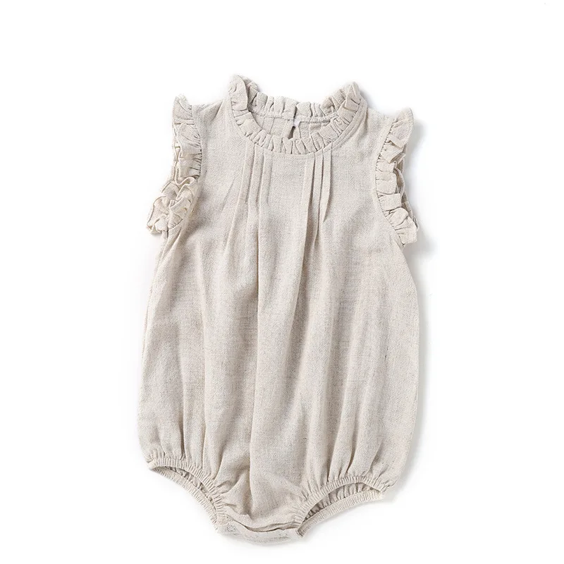 Hot Style Baby Romper Suit New Pure Color Sleeveless Climb Clothes Lace Breathable Linen Garment Girl Children's Clothing 
Hot Style Baby Romper Suit New Pure Color Sleeveless Climb Clothes Lace Breathable Linen Garment Girl Children's Clothing