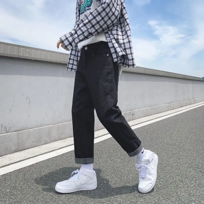 Baggy Jeans for Men Relaxed Fit Solid Straight Comfy Casual Loose Denim Jeans Pants Trousers