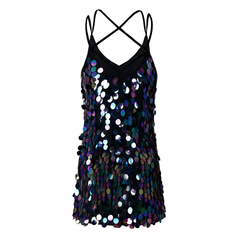 Women's solid color sequins sleeveless dress sexy deep V hot style foreign trade backless nightclub mini-strap women's clothing
Women's solid color sequins sleeveless dress sexy deep V hot style foreign trade backless nightclub mini-strap women's clothing