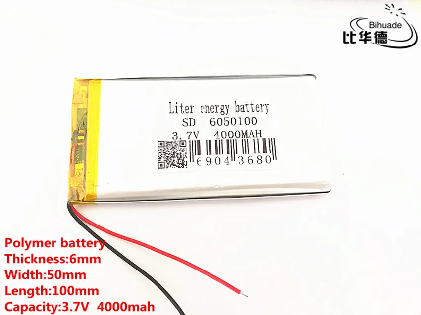 2pcs/lot 3.7V 4000mAh 6050100 Polymer Lithium LiPo Rechargeable Battery For GPS PSP DVD
2pcs/lot 3.7V 4000mAh 6050100 Polymer Lithium LiPo Rechargeable Battery For GPS PSP DVD