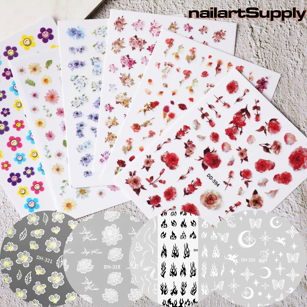 Fashion Flower Stickers,Nail Art Fire/Ballet/White/Black Rose Flowers Nials Decals 1 Sheet Decorations Girls Womens Gift Decor
Fashion Flower Stickers,Nail Art Fire/Ballet/White/Black Rose Flowers Nials Decals 1 Sheet Decorations Girls Womens Gift Decor