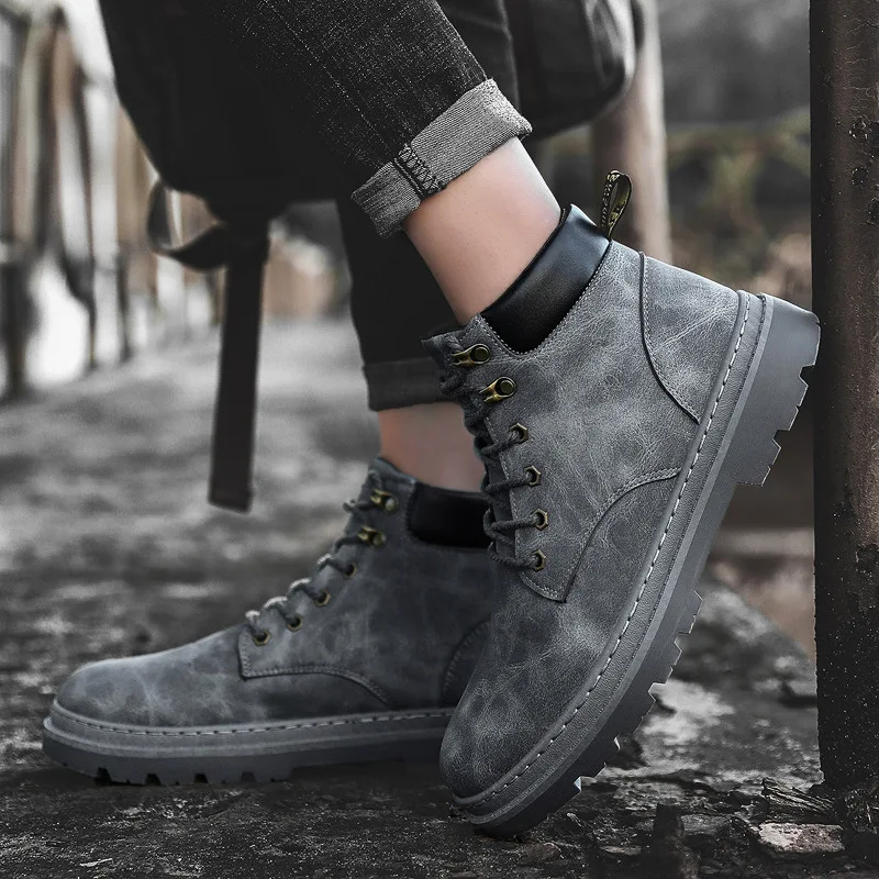 Новинка 2019 года модные сапоги для взрослых Мужская обувь Теплые ботильоны зимние